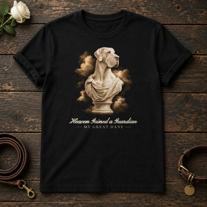 Heaven Gained a Guardian – Marble Great Dane Memorial Tee in Black