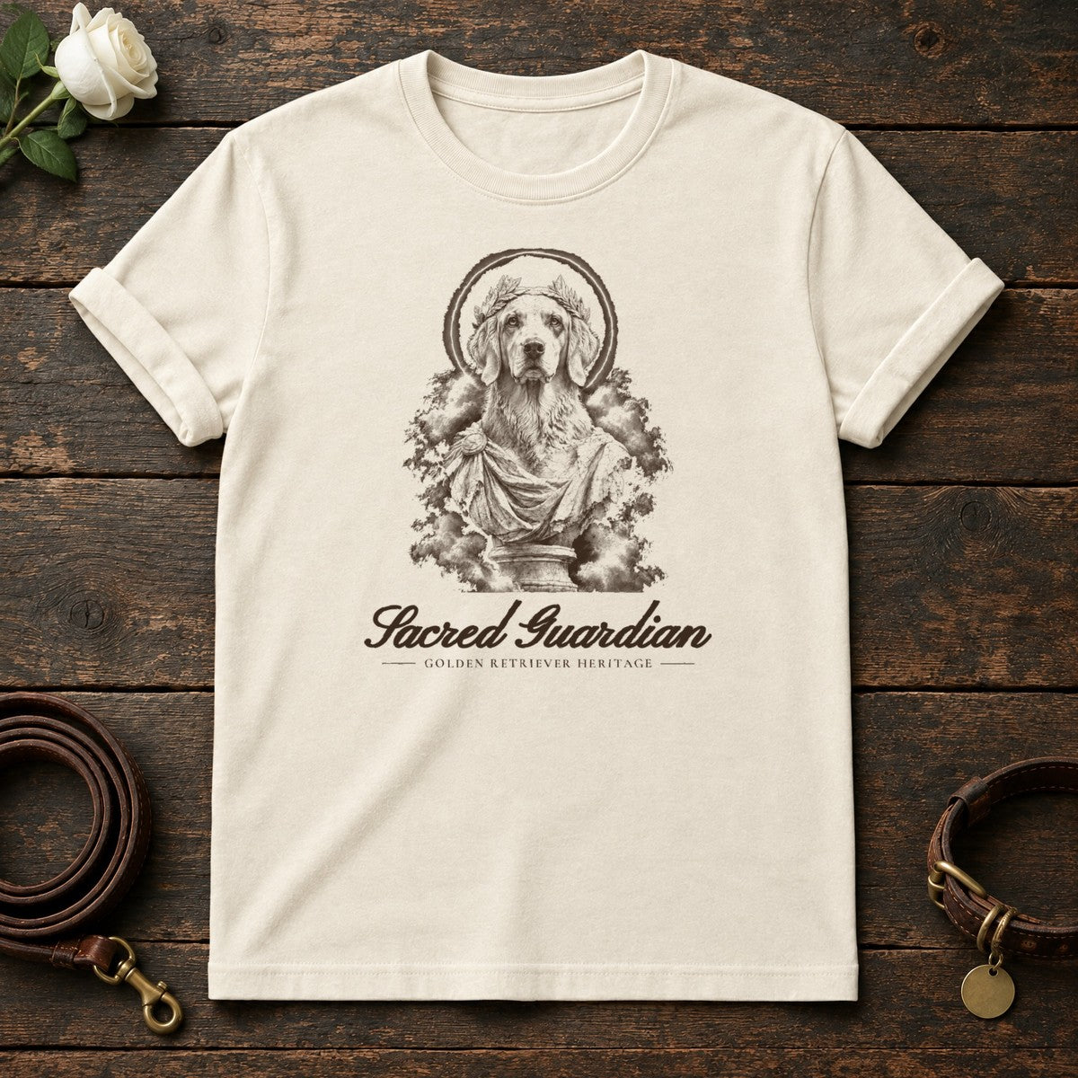 Sacred Guardian Golden Retriever Tee in Natural