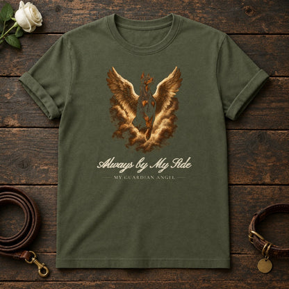 Always by My Side – Winged Doberman Memorial Tee in Military Green