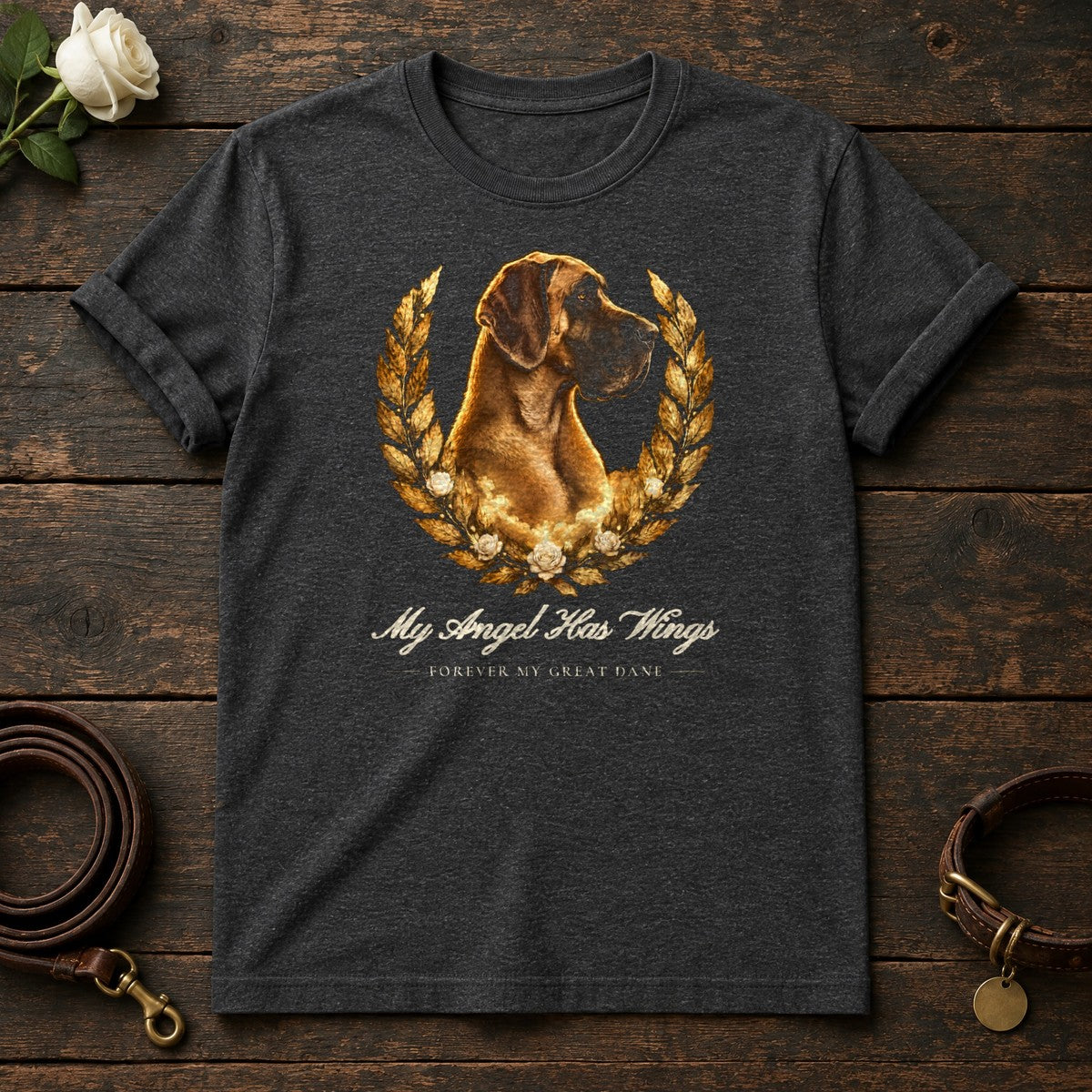 My Angel Has Wings – Laurel Great Dane Memorial Tee in Dark Heather