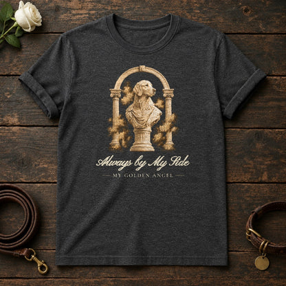 Always by My Side – Roman Arch Golden Retriever Memorial Tee in Dark Heather