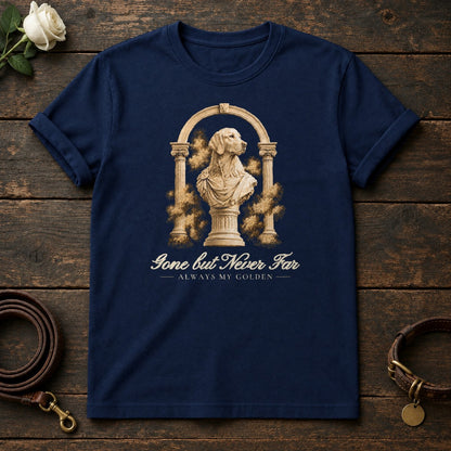 Gone but Never Far – Roman Arch Golden Retriever Memorial Tee in Navy