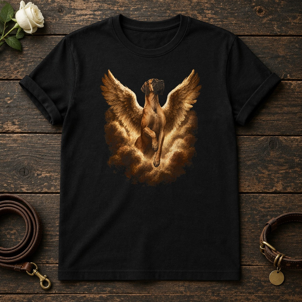 Great Dane Guardian Angel Tee in Black