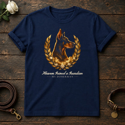Heaven Gained a Guardian – Laurel Doberman Memorial Tee in Navy