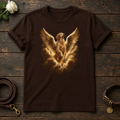 Golden Retriever Guardian Angel Tee in Dark Chocolate
