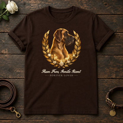Run Free, Gentle Giant – Laurel Great Dane Memorial Tee in Dark Chocolate