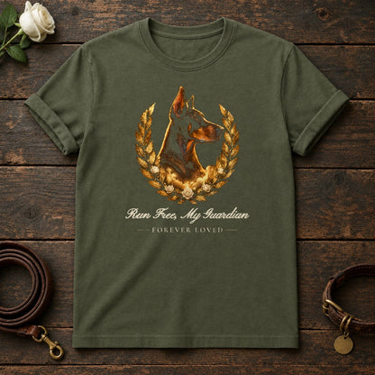 Run Free, My Guardian – Laurel Doberman Memorial Tee in Military Green