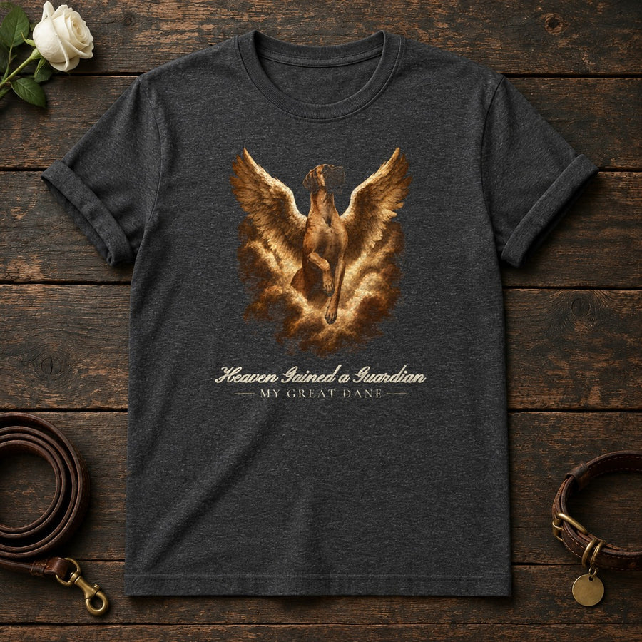 Heaven Gained a Guardian – Winged Great Dane Memorial Tee in Dark Heather