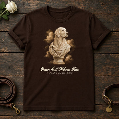 Gone but Never Far – Marble Golden Retriever Memorial Tee in Dark Chocolate