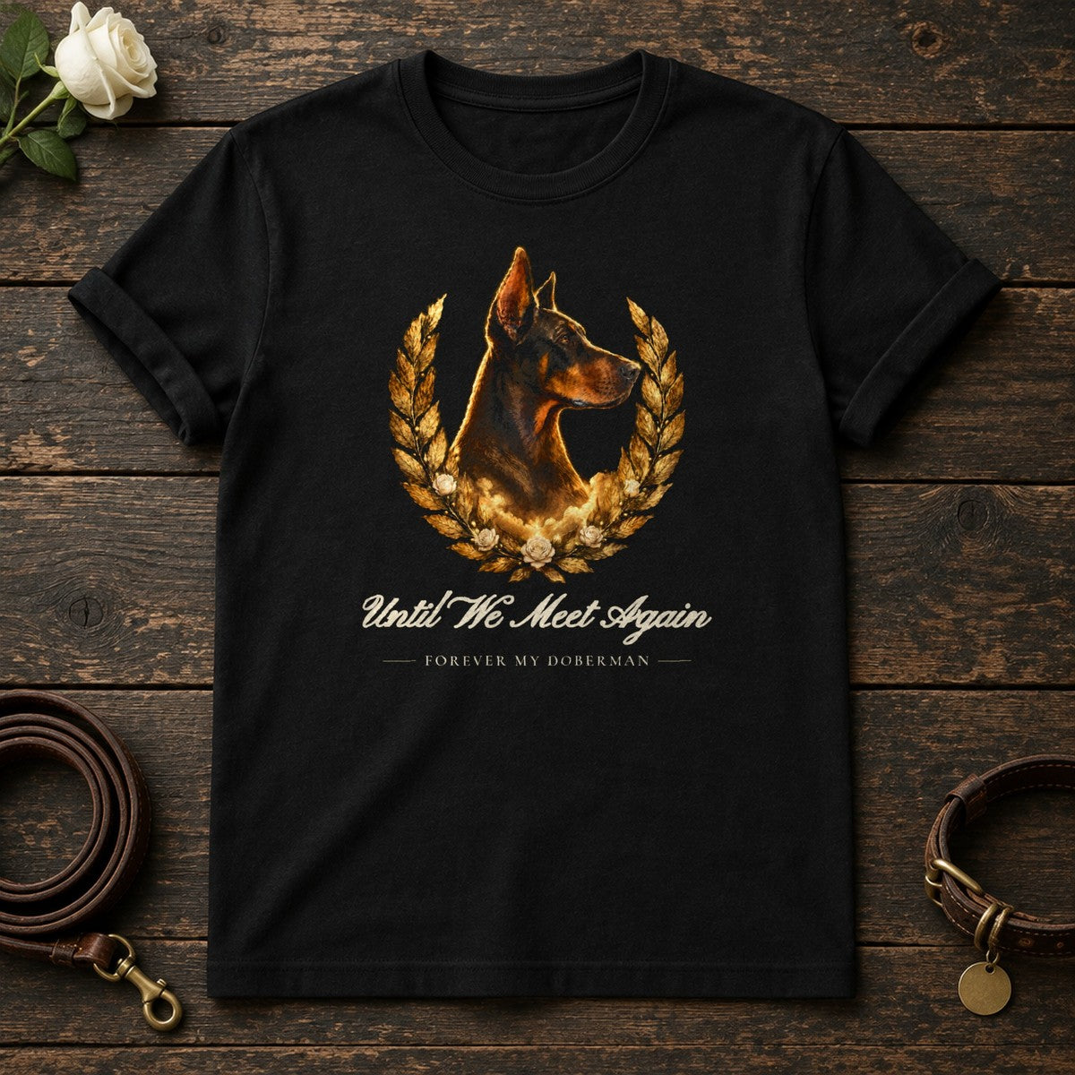 Until We Meet Again – Laurel Doberman Memorial Tee in Black