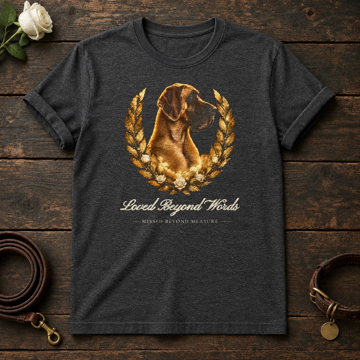 Loved Beyond Words – Laurel Great Dane Memorial Tee in Dark Heather
