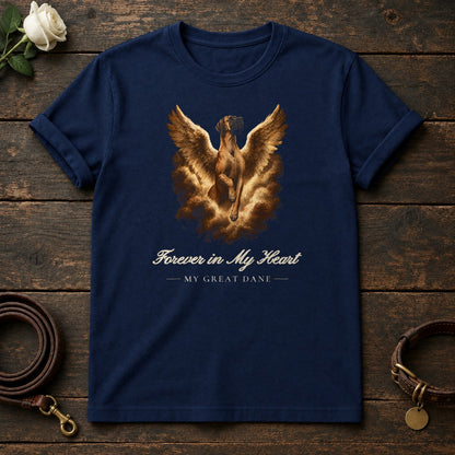 Forever in My Heart – Winged Great Dane Memorial Tee in Navy