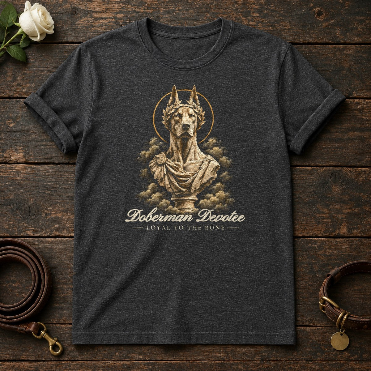 Doberman Devotee Tee in Dark Heather