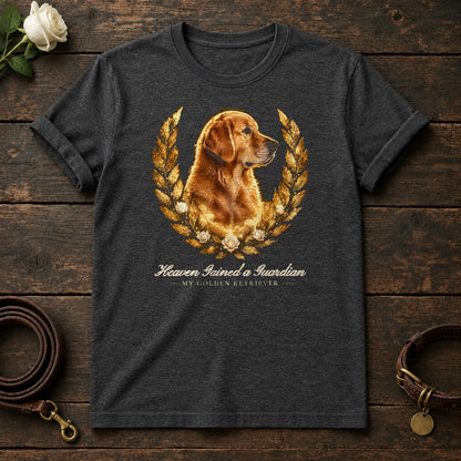 Heaven Gained a Guardian – Laurel Golden Retriever Memorial Tee in Dark Heather
