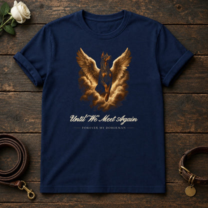 Until We Meet Again – Winged Doberman Memorial Tee in Navy