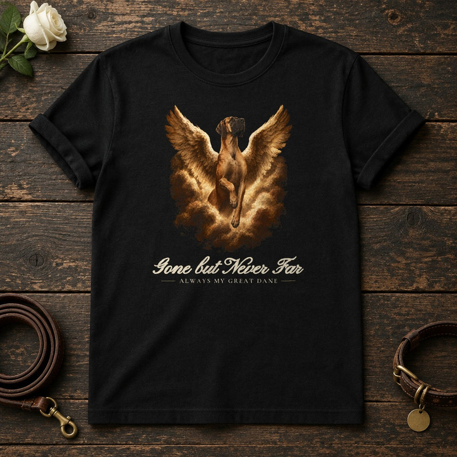 Gone but Never Far – Winged Great Dane Memorial Tee in Black