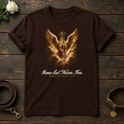 Gone but Never Far – Winged Great Dane Memorial Tee in Dark Chocolate