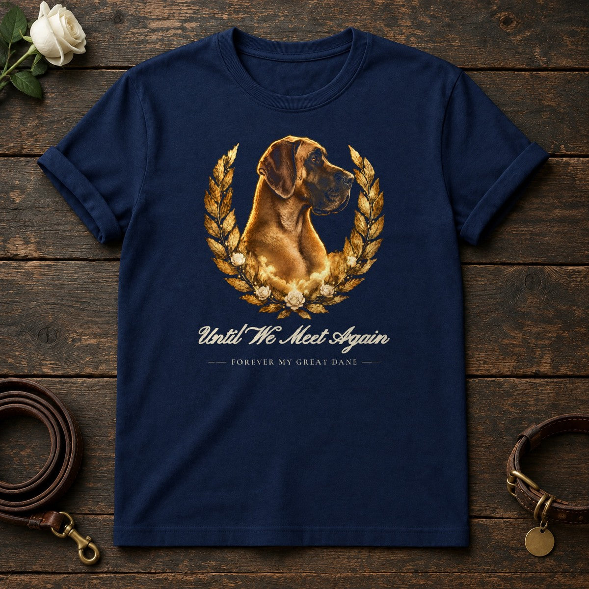 Until We Meet Again – Laurel Great Dane Memorial Tee in Navy