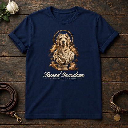Sacred Guardian Golden Retriever Tee in Navy