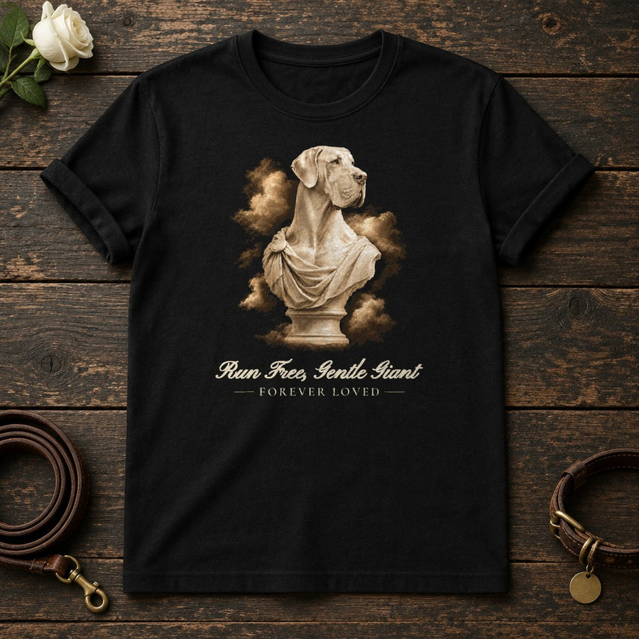 Run Free, Gentle Giant – Marble Great Dane Memorial Tee in Black