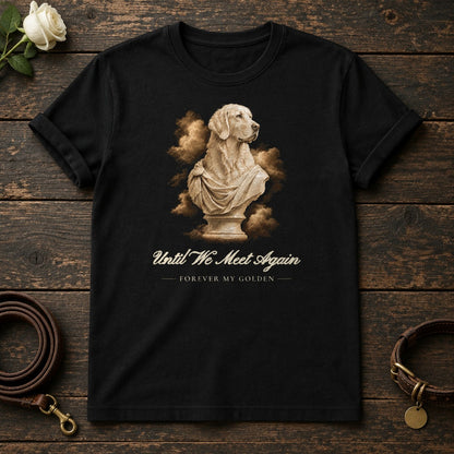 Until We Meet Again – Marble Golden Retriever Memorial Tee in Black