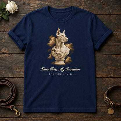 Run Free, My Guardian – Marble Doberman Memorial Tee in Navy