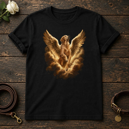 Golden Retriever Guardian Angel Tee in Black