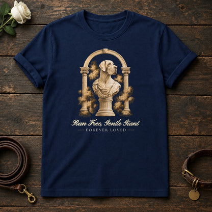 Run Free, Gentle Giant – Roman Arch Great Dane Memorial Tee in Navy
